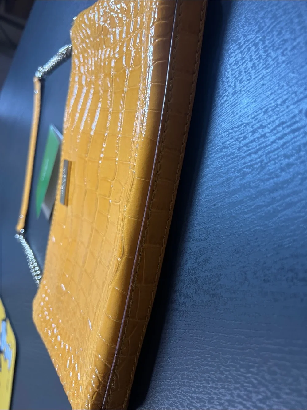 kate spade Yellow Croc-Embossed Chain Wristlet - Picture 3 of 6